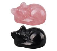 OAOSDH Adornos De Estatua De Gato De 2 Piezas, Adornos De Coche Pequeños, Lindos Adornos De Escritorio, Adornos De Decoración De Cristal, Decoración del Hogar