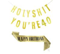 OAOSDH Banner De 1 Pieza del 40 Cumpleaños Y Cinta De Cumpleaños De 1 Pieza, Pancarta Decorativa Creativa, Suministros De Fiesta De Cumpleaños, Arreglo De La Escena De La Fiesta.