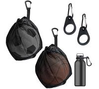 OAOSDH Bolsa De Almacenamiento De Bolas De 2 Piezas Y Hebilla De Botella De Agua De 2 Piezas, Bolsa De Malla con Cordón, Bolsa De Almacenamiento Portátil, Adecuada para Baloncesto, Fútbol, Voleibol