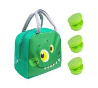 OAOSDH Bolsa De Comida De Dinosaurio De 1 Pieza Y Recipiente De Salsa De 3 Piezas, Linda Bolsa De Bento De Dibujos Animados, Bolsa De Bento Aislante, Bolsa De Bento para Niños.