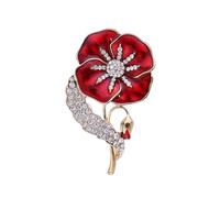 OAOSDH Broche De Flores De 1 Pieza, Broche De Flores Rojas, Decoración De Ramillete con Diamantes, Insignia De Flores Conmemorativa, Joyería De Ramillete para Mujer, Decoración De Broche De Vestir