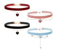 OAOSDH Collar Cole De 4 Piezas, Cadena De Clavícula Sexy Personalizada, Collar De Corazón De Moda para Mujeres, Estilo Ajustable, Joyas Góticas.