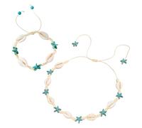 OAOSDH Collar De Concha De 1 Pieza Y Pulsera De 1 Pieza, Joyas Temáticas Marinas, Joyas Creativas Tejidas, Joyas Boho.