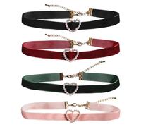 OAOSDH Collar De Terciopelo De 4 Piezas, Collar Gótico, Collar Cole De Amor, Collar De Estilo Punk, Collar Corto