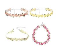 OAOSDH Collares De Flores Bordadas De 4 Piezas, Collares Creativos para Mujer, Accesorios De Vestir, Collares De Flores Elees, Joyería Retro