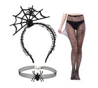 OAOSDH Diadema De Araña De 1 Pieza, Collar De Araña De 1 Pieza, Medias De Red De 1 Pieza, Conjunto De Disfraces De Araña, Decoración Creativa De Accesorios para Mujer