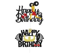 OAOSDH Inserto De La Tarjeta De Pastel De Elementos De 2 Piezas De Levantamiento De Pesas, Suministros De Fiesta Temáticos De Culturismo, Decoraciones Creativas De Pastel, Accesorios para Pasteles.