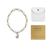 OAOSDH Pulsera Cole De Flor De Perla De 1 Pieza Y Bolsa De Joyería De 1 Pieza, Pulsera De Perlas, Pulsera Elástica, Pulsera De Niña