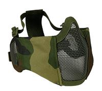 OAREA máscara táctica para airsoft, media cara inferior, malla de acero de metal, protección para los oídos para paintball al aire libre, WL