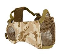 OAREA Máscara táctica para airsoft, media cara inferior, red de acero de metal, protección auditiva, para paintball al aire libre