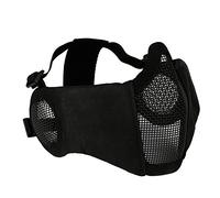 OAREA Máscara táctica para Airsoft, mitad inferior de la cara, de malla metálica de acero, protección para los oídos en el campo, para paintball al aire libre
