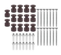 OASHISU 14 piezas Aisladores de porcelana para instalación con cable trenzado textil, aisladores para cables trenzados, aislante de porcelana, Marrón brillante, Ø18 mm, aisladores de cerámica vintage