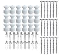 OASHISU 18 piezas Aisladores de porcelana para instalación con cable trenzado textil, aisladores para cables trenzados, aislante de porcelana, Blanco brillante, Ø18 mm, aisladores de cerámica vintage