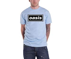 Oasis - Camiseta clásica con Logo Oficial de la Banda Decca para Hombre - Azul - Medium