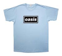 Oasis Camiseta oficial con logotipo de la banda (estilo Decca) azul claro