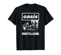 Oasis Cigarettes and Alcohol Camiseta, Hombre, Negro, S