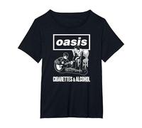 Oasis Cigarettes and Alcohol Camiseta, Mujer Tallas Grandes, Negro, 1XL Grande