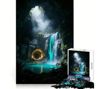 Oasis con Cascada en una Cueva mística, 1000 Piezas, Rompecabezas para Adultos, Regalos, Mejora de la Memoria, Tiempo Libre, decoración de Pared con Corte preciso (38x26cm)