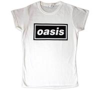 Oasis T Shirt Decca Logo Nuevo Oficial De Las Mujeres Skinny Fit Blanco Size XL