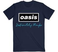 Rock Off officially licensed products Oasis Definitely Maybe - Camiseta con logotipo de texto, azul marino, S