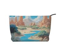 Oasis in the Desert - Bolsa de cosméticos de pana para mujer, cartera portátil con cremallera, adecuada para viajes y almacenamiento diario de cosméticos,