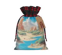 Oasis in the desert - Bolsa de regalo con cordón de dos colores S hermosa conveniente para Navidad cumpleaños