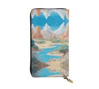 Oasis in the desert - Cartera larga de piel para niñas y mujeres con múltiples compartimentos, color negro, talla única, Black, Talla única