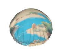 Oasis in the desert - Gorro de ducha con estampado - Reutilizable, doble capa, transpirable, de secado rápido, perfecto para el hogar, spa, hotel y viajes
