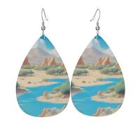 Oasis In The Desert - Pendientes de piel con forma de lágrima, accesorios para mujer, aretes versátiles adecuados para viajes y viajes.
