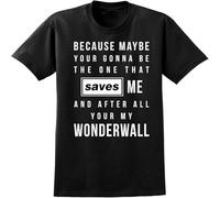 Oasis Music Lyrics T-Shirt Wonderwall Song Inspired tee Mens Black 3XL