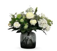 Oasis of Life Ramo de flores artificiales - Sueño blanco - 60 cm - Flores artificiales de alta calidad en color blanco - Ramo de flores y hojas atados a mano - Decoración e idea de regalo