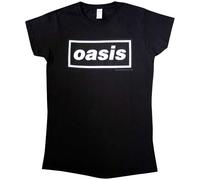 Oasis T Shirt Decca Logo Nuevo Oficial De Las Mujeres Skinny Fit Negro Size M