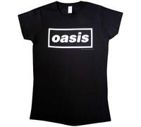 Oasis T Shirt Decca Logo Nuevo Oficial De Las Mujeres Skinny Fit Negro Size M