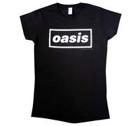 Oasis T Shirt Decca Logo Nuevo Oficial De Las Mujeres Skinny Fit Negro Size S