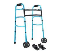 OasisSpace andador plegable de alta resistencia, caminador bariátrico con ruedas de 5 pulgadas para personas mayores, soporte de caminador de hasta 500 libras [Accesorios para caminar incluidos] (Tamaño resistente)