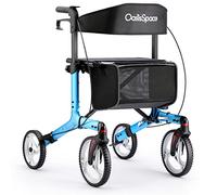 OasisSpace Andador rodante de aluminio, con ruedas de 10 pulgadas y asiento, diseño plegable compacto, bolsa de transporte ligera para hornear
