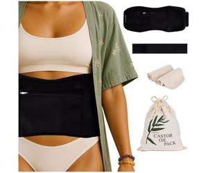 Oasizz Paquete de aceite de ricino para el estómago para un bienestar holístico, paquete de aceite de ricino para desintoxicación del hígado, paquete de aceite de ricino para el cuerpo de algodón,