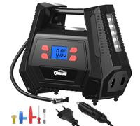 Oasser Inflador Ruedas Coche DC 12V y AC 220V Compresor Aire portatil con Pantalla LCD Luz LED Cable de 3M 150PSI para Coches, Motos y Bicicletas
