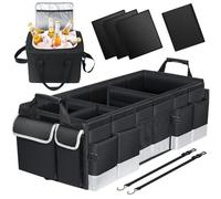 Oasser Organizador Maletero Coche Plegable 95L Gran Capacidad con Bolsa Nevera Organizador de Maletero Compartimento Multifuncional, Impermeable, Antideslizante, SUV