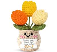 OASSIE Regalos para mamá - Mini tulipán de apoyo emocional positivo ganchillo - Regalo de agradecimiento de cumpleaños para madres de hija e hijo