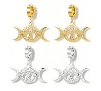 OATHYAN 2 pares de aretes colgantes de acero inoxidable chapados en oro de 18 quilates con nudo celta y acero de titanio, aretes colgantes no perforados para mujer, Talla única, Acero inoxidable Acero