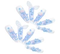 OATIPHO 1 caja Uñas Postizas Almond Autoadhesivas con Diseño de Medusa y Sirena Pegatinas para Manicura DIY Caja Reutilizable para Mujeres Cubierta Completa Elegante