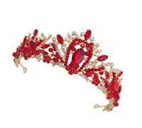 OATIPHO 1 Pieza de Cristal para Novia con Rojo para Bodas Tiara para Novias y Damas de Honor Accesorio de Chic