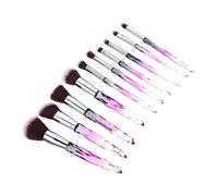 OATIPHO 10 Piezas Set de Brochas de Maquillaje Mango de Plástico y Cerdas Sintéticas, Diseño Cristal Irregular, Alta Duración sin Desprender, Adecuado para Obsequio o Boda
