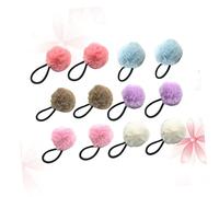 OATIPHO 12 Piezas Coleteros de Pelo con Pompones para Niñas Bandas Elásticas Decorativas de Pelaje Suave Rosa Azul Accesorios de para Coletas y Pulseras