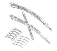 OATIPHO 12piezas Horquilla De Cristal Gemas De Imitación Pinzas Metálicas Forma De x Accesorios Brillantes Cabello De Boda Tocados De Pelo Para Eventos Especiales