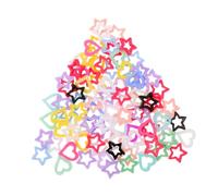 OATIPHO 150 Piezas Embellecedores de Resina Corazón y Estrella Colores Decoraciones para Uñas Kawaii Manualidades DIY para Mujeres y Niñas
