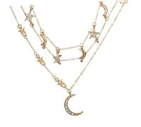 OATIPHO 1pieza Collar De Múltiples Colgante De Estrella y Luna Joyería De Diseño Geométrico Diamantes Para Mujeres Dorado