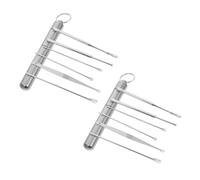 OATIPHO 2 Juegos Traje de oreja suministros de limpieza de oídos Herramienta de limpiador de orejas selección de cerumen kit removedor de cerumen Acero inoxidable Silver