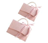 OATIPHO 2 Piezas Cajas de Diseño de Cadena de Perlas Envases Compactos para Flores y Envoltura Portátil para Cumpleaños y Fiestas Color Rosa Pequeño y Mediano